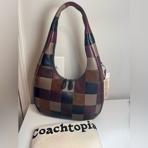 Coachtopia Alter/Ego Crescent Shoulder Bag In Checkerboard Upcrafted Suede